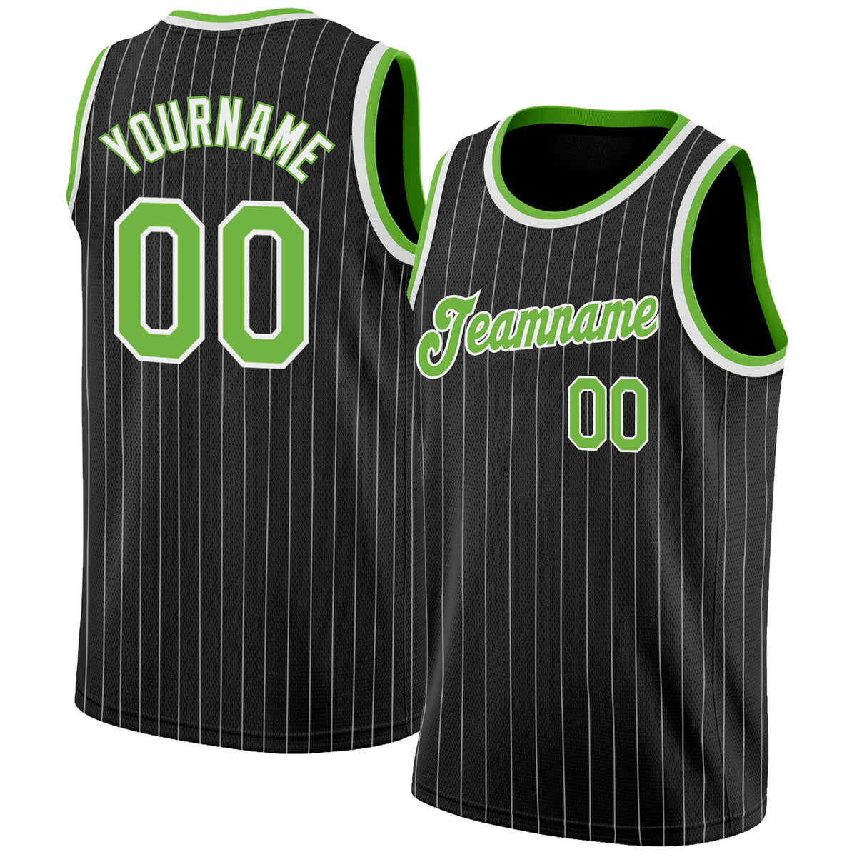 Custom Neon Green White Pinstripe Pink-Black Authentic Basketball