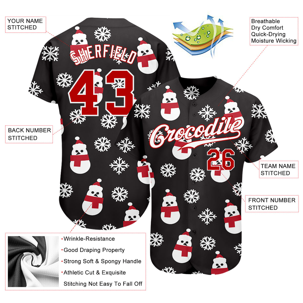 Cheap Custom Red Red-White Christmas 3D Authentic Baseball Jersey Free  Shipping – CustomJerseysPro