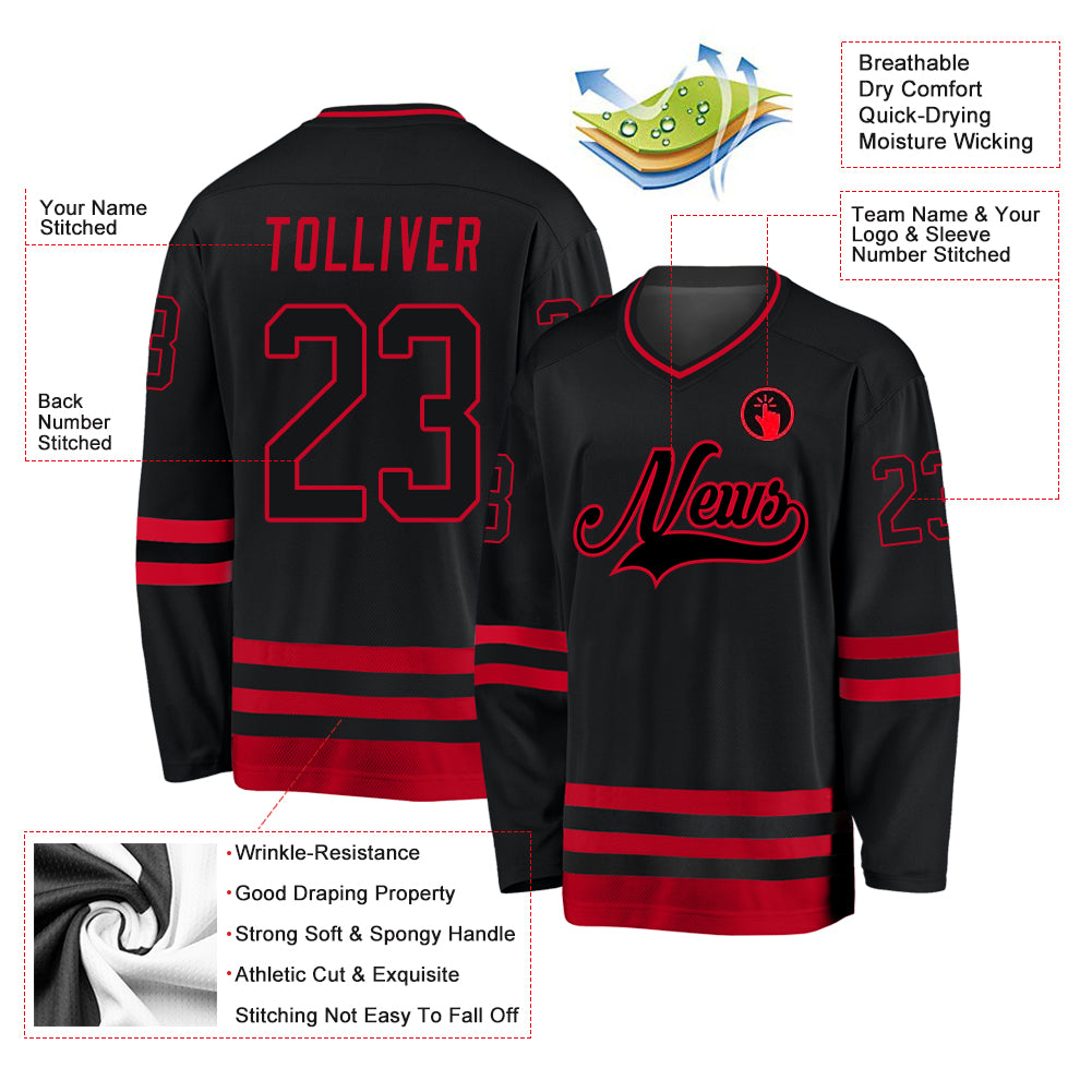 Custom Black Hockey Jersey  Custom hockey jerseys, Jersey outfit, Hockey  jersey