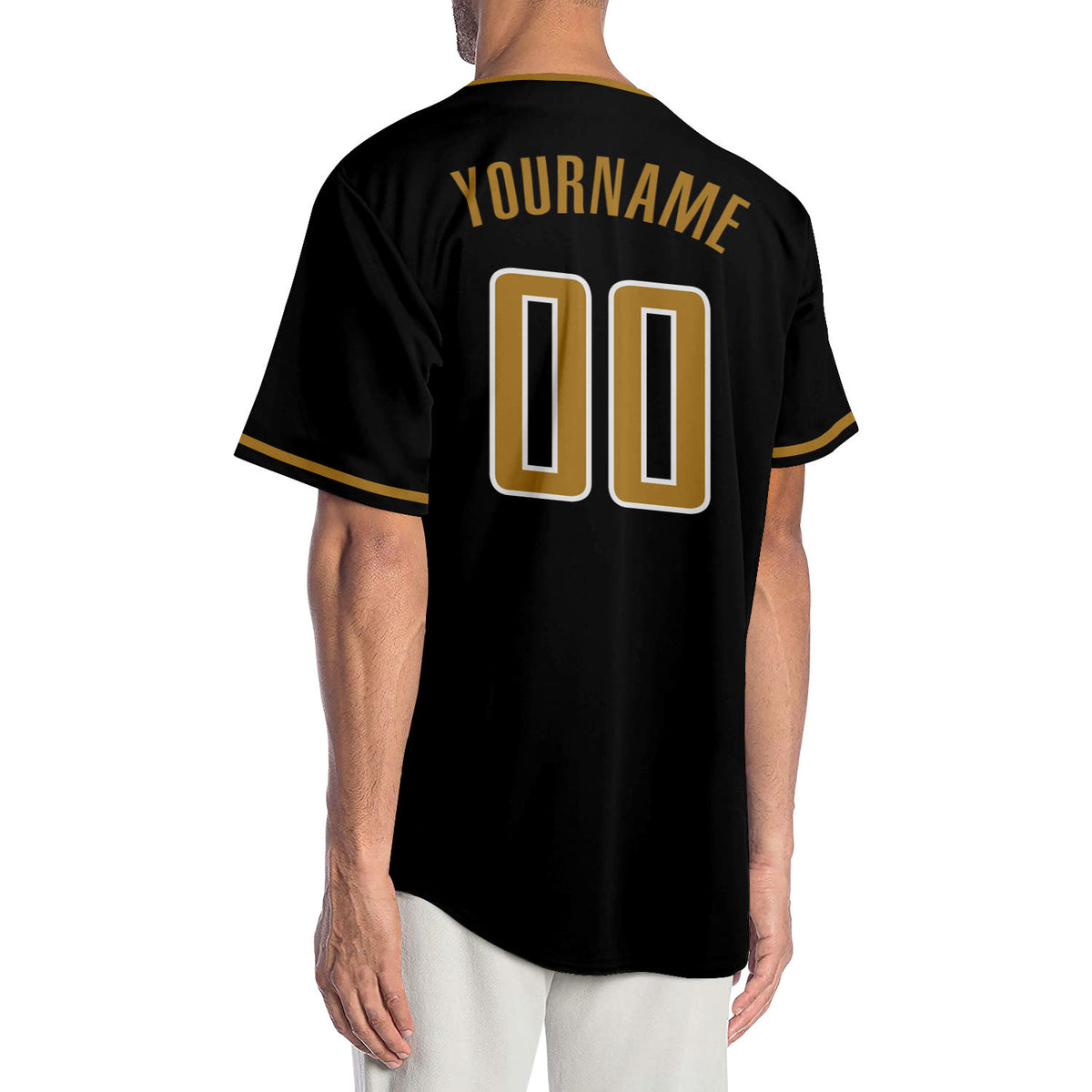 Cheap Custom Old Gold Black-White Authentic Baseball Jersey Free