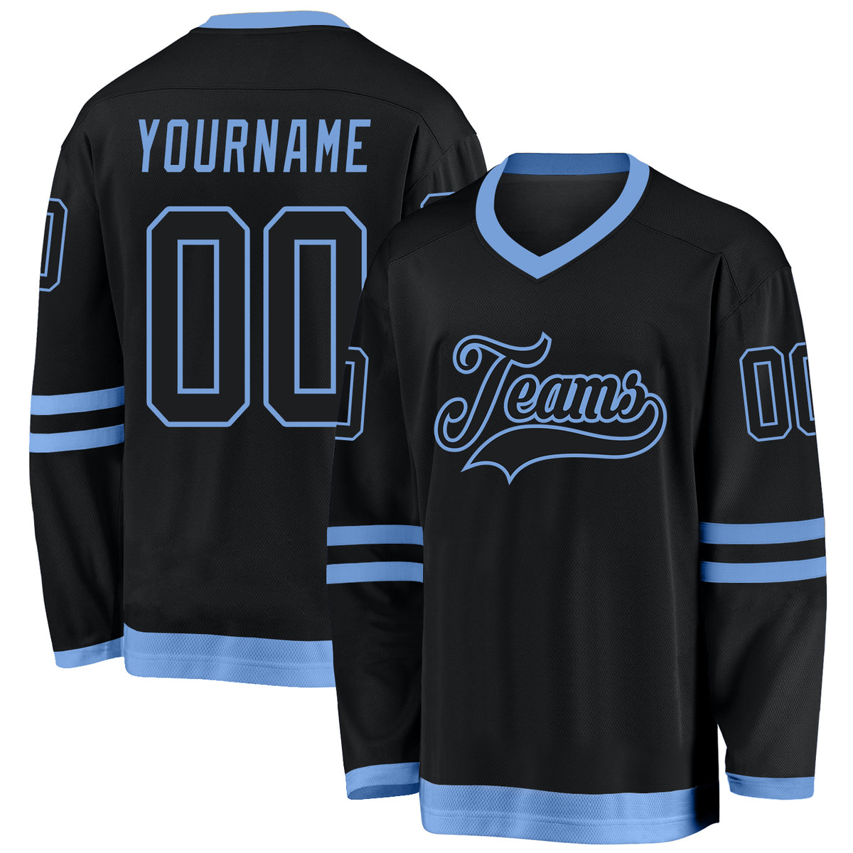 Custom Sky Blue Pink-Black Hockey Jersey Discount