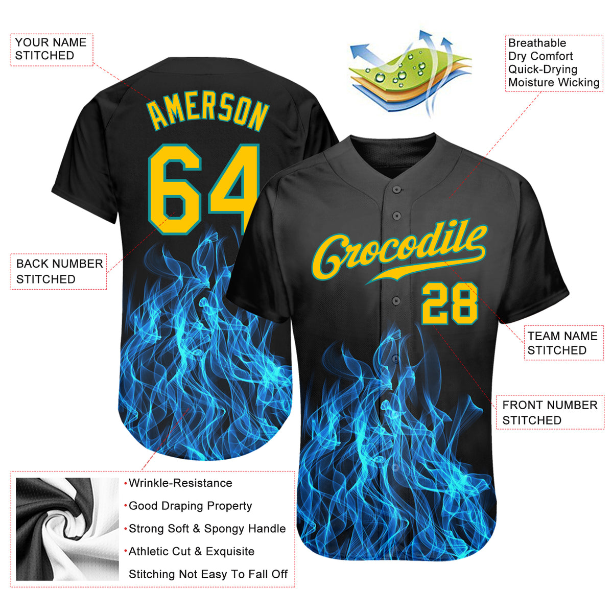 Custom Green Gold-Black Authentic Baseball Jersey Youth Size:L