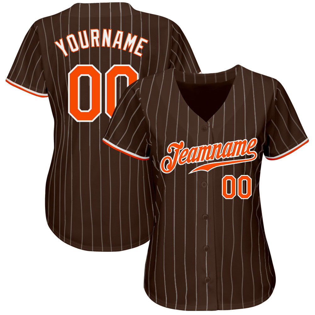 Cheap Custom Orange White Pinstripe Brown-White Authentic Baseball Jersey  Free Shipping – CustomJerseysPro