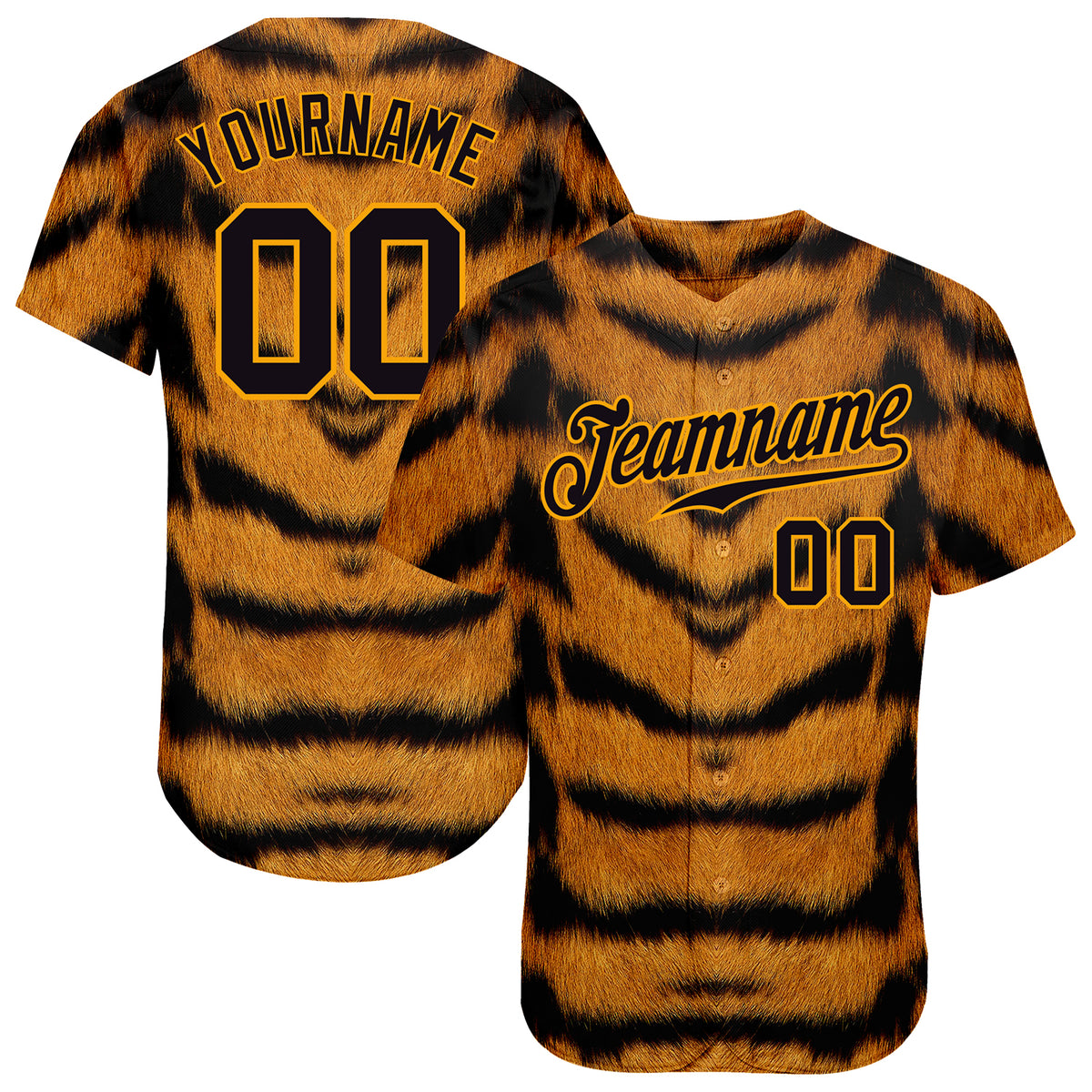 Custom Black Midnight Green-Gold 3D Pattern Design Tiger Authentic Baseball  Jersey Discount