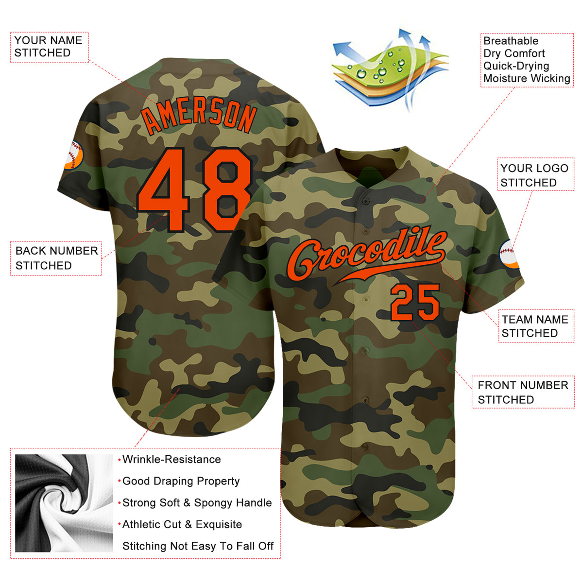 Camo baseball clearance jersey