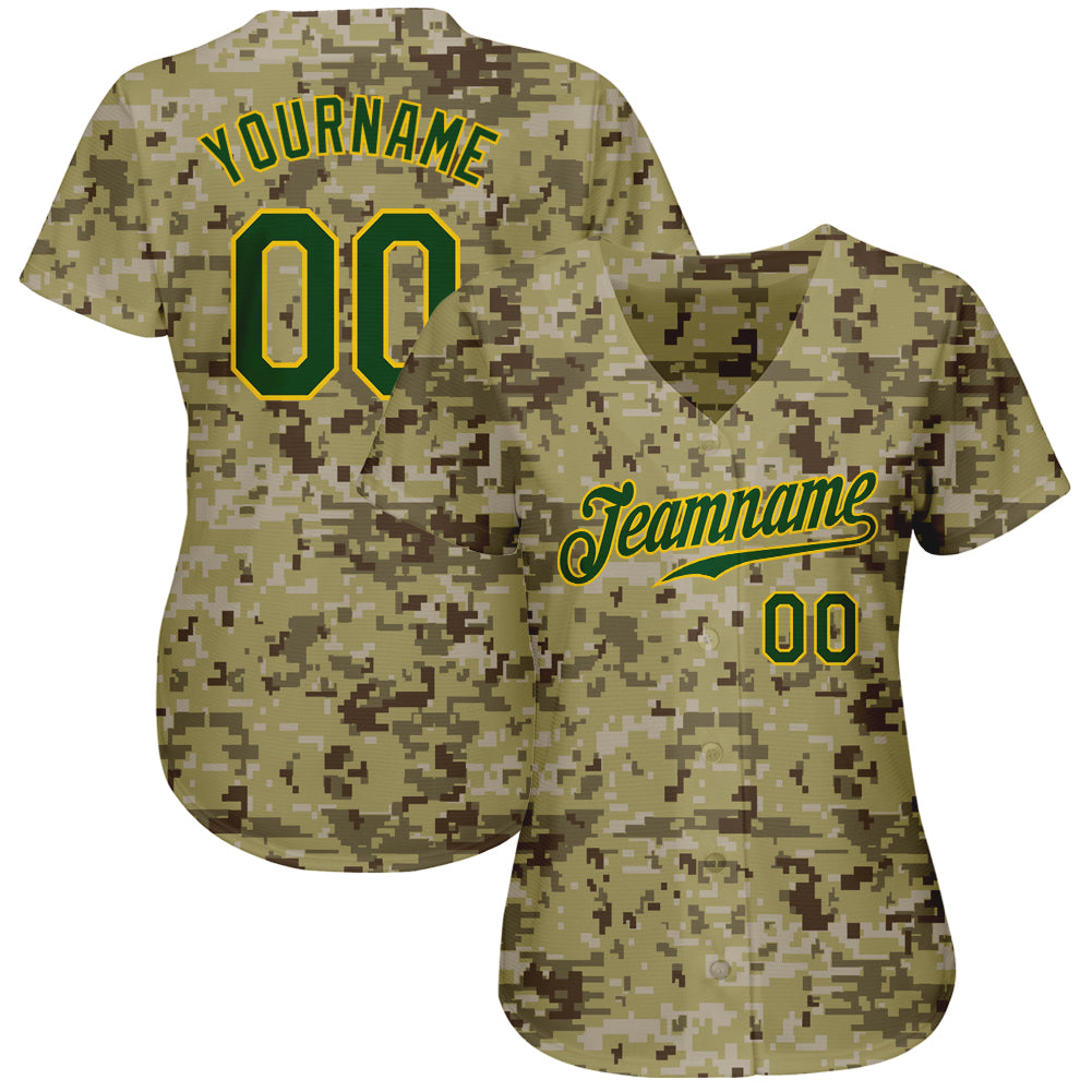 Custom Camo Green-Gold Authentic Salute To Service Baseball Jersey –  CustomJerseysPro