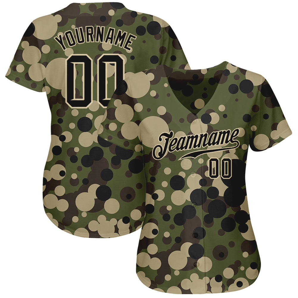 Custom Baseball Jersey Camo Black-Gold Authentic Salute to Service Men's Size:XL