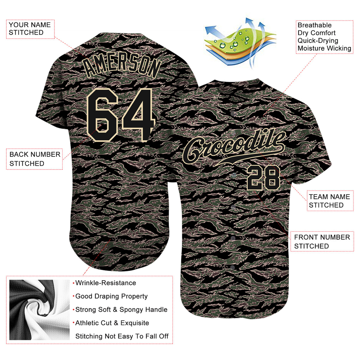 Custom Baseball Jersey Camo Black-Cream Authentic Salute to Service Men's Size:XL