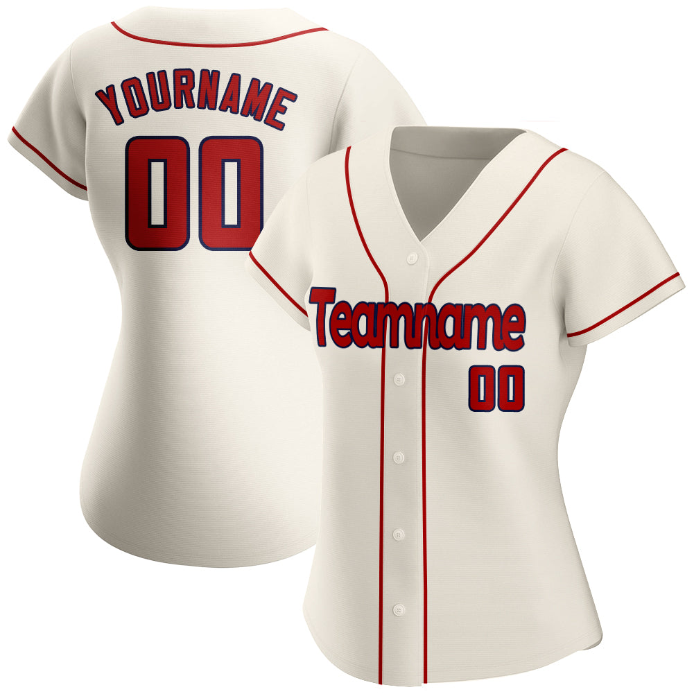 Sale Build Navy Baseball Authentic Cream Jersey Red – CustomJerseysPro