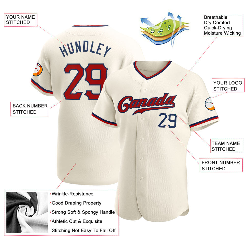 Sale Build Red Baseball Authentic Navy Jersey Khaki – CustomJerseysPro