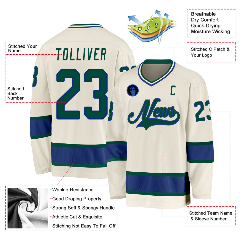 Cheap Custom Green Cream Hockey Jersey Free Shipping – CustomJerseysPro