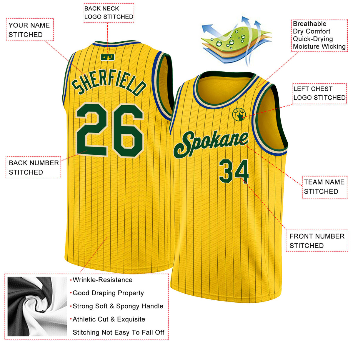 Cheap Custom Cream Gray Pinstripe Green Authentic Basketball Jersey Free  Shipping – CustomJerseysPro