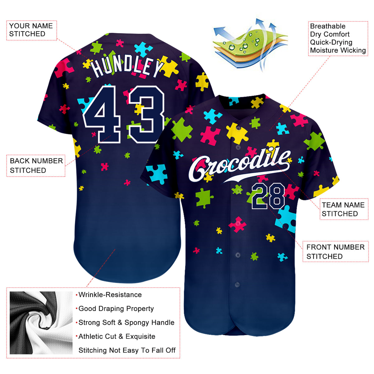 MLB St. Louis Cardinals Custom Name Number Autism Awareness