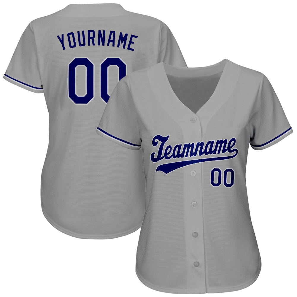 Custom Gray Royal-White Classic Style Authentic Baseball Jersey