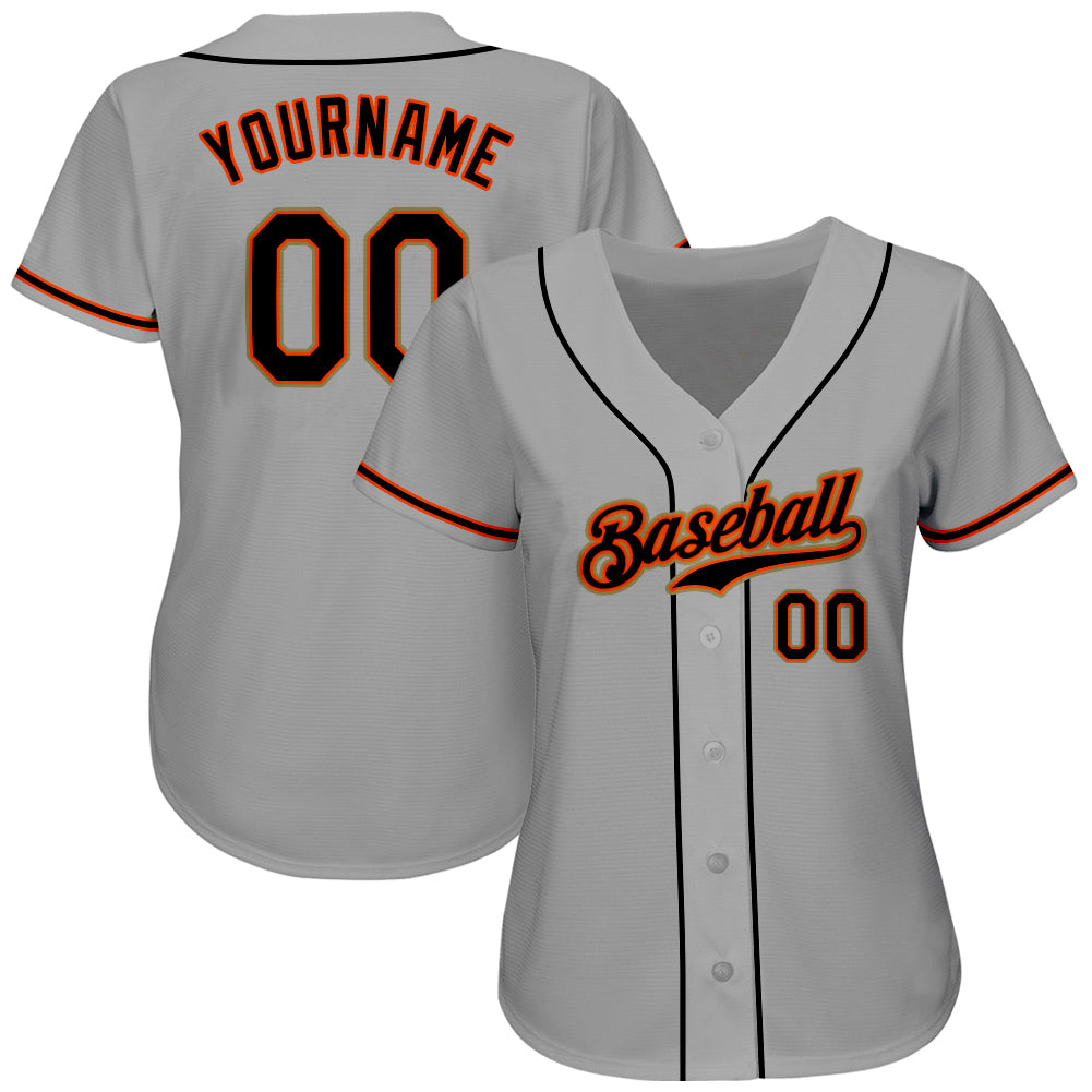 Sale Build Orange Baseball Authentic Gray Jersey Black – CustomJerseysPro