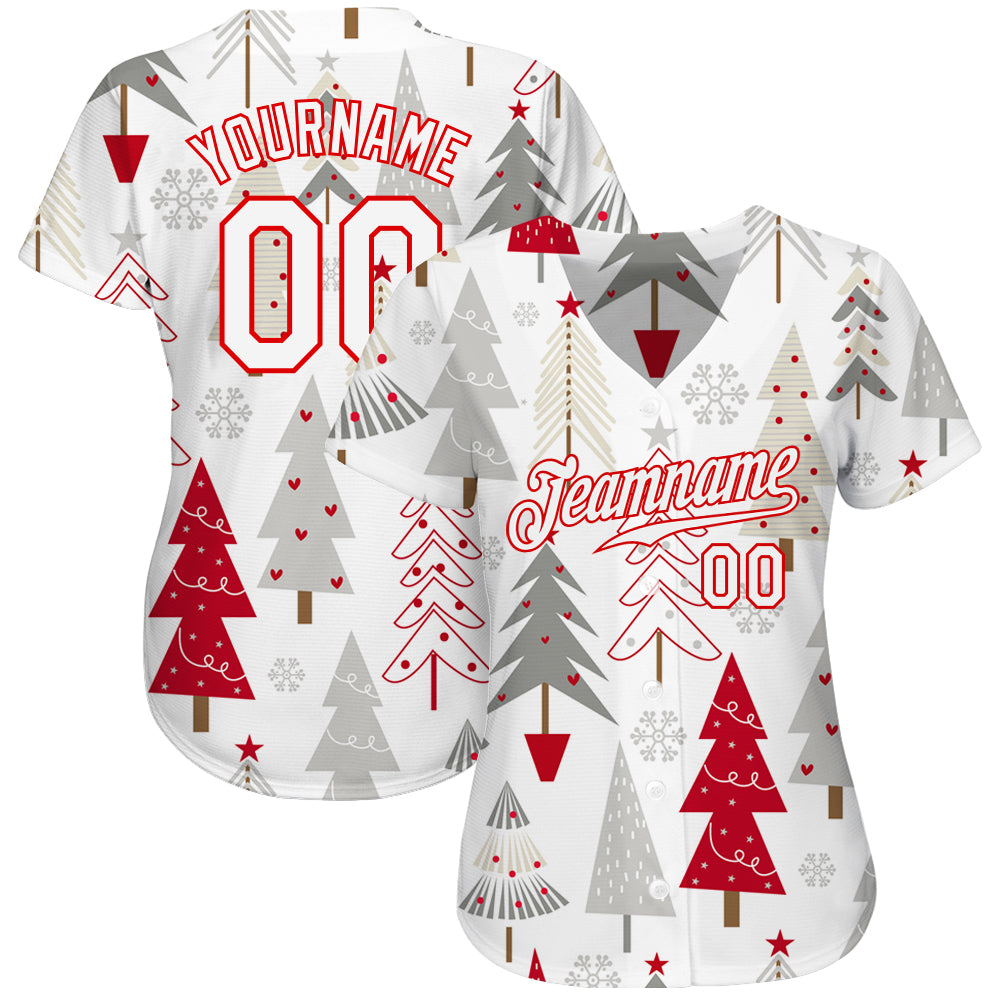 Cheap Custom Red Gold-White Christmas 3D Authentic Baseball Jersey Free  Shipping – CustomJerseysPro