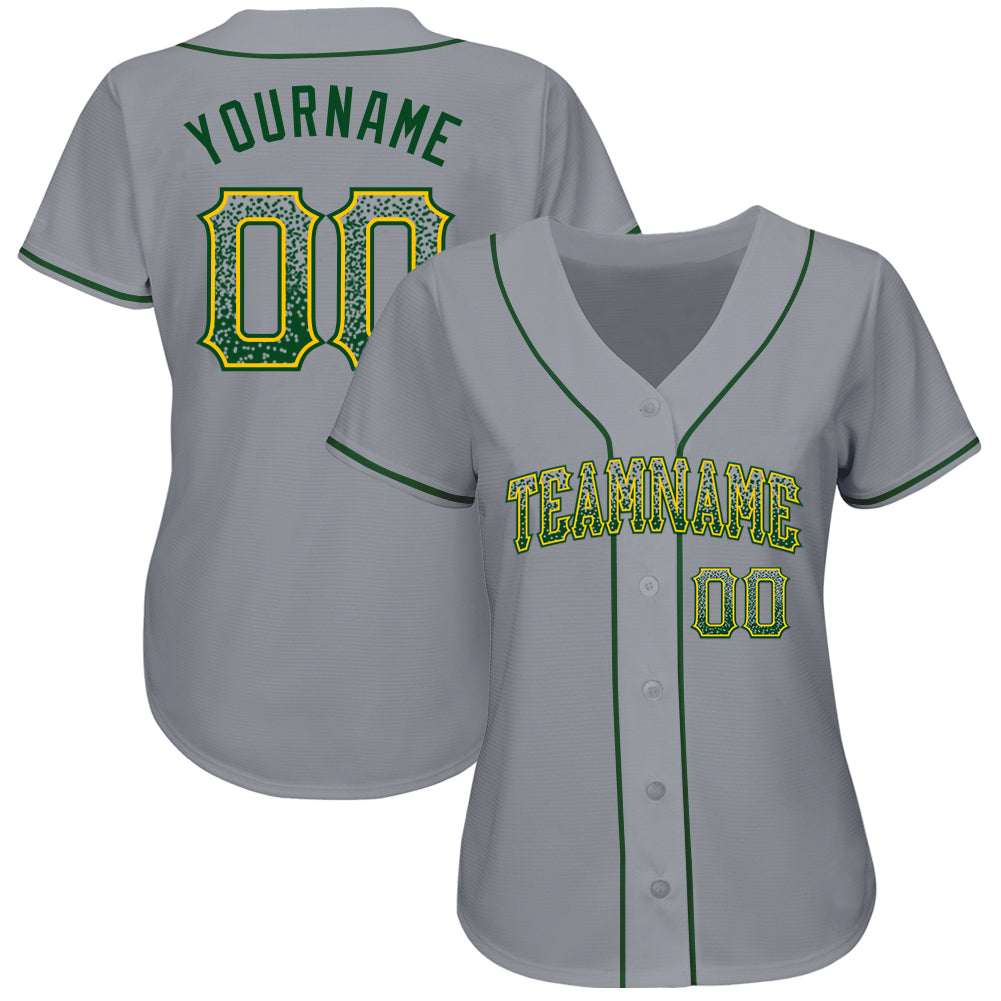 Custom Gray Green-Gold Authentic Drift Fashion Baseball Jersey Discount