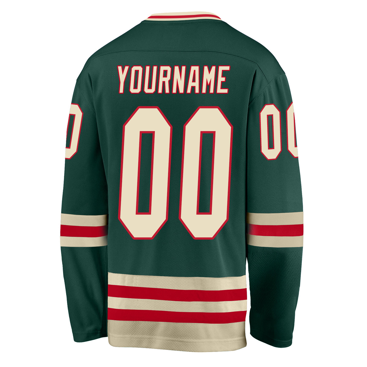 Custom Green Cream-Red Hockey Jersey Men's Size:S