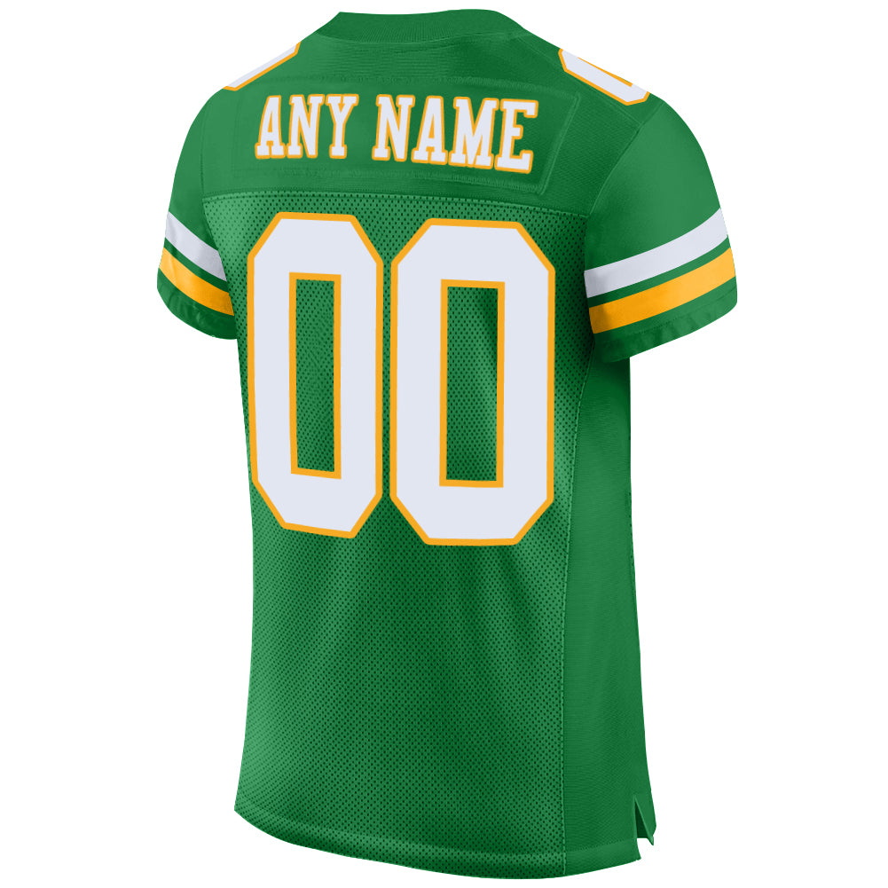 Cheap Custom Green White-Old Gold Mesh Authentic Football Jersey