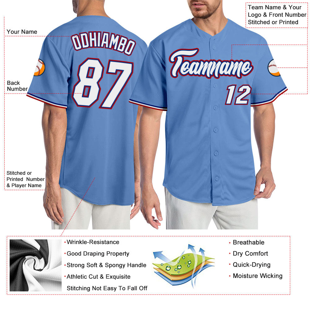 Custom Light Blue Orange-Royal Authentic Two Tone Baseball Jersey