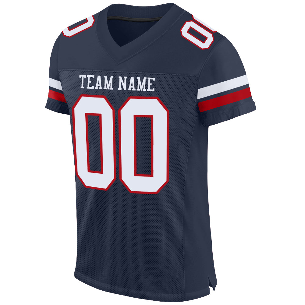 Custom Navy White-Red Mesh Authentic Football Jersey Football