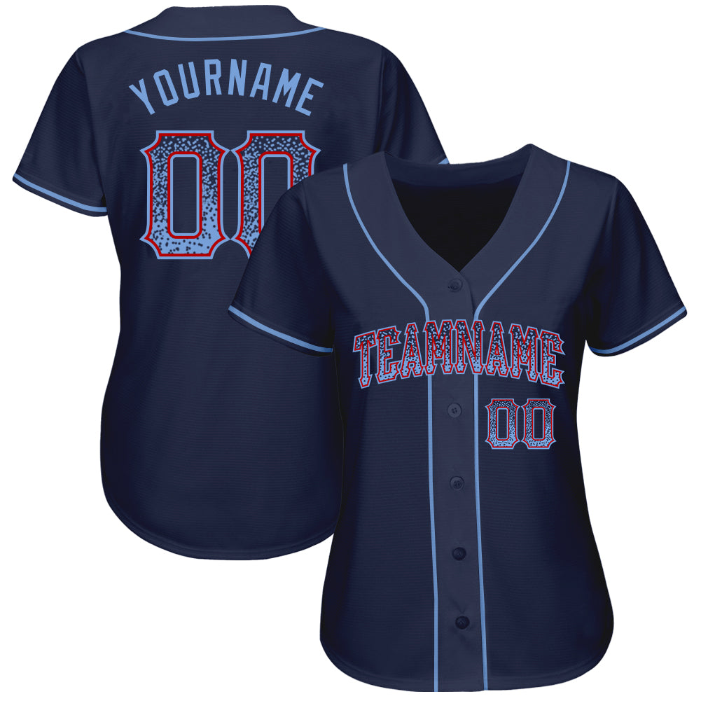 Custom Light Blue Red-Navy Baseball Jersey