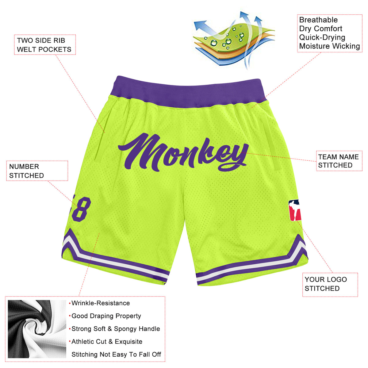 Neon green hot sale basketball shorts