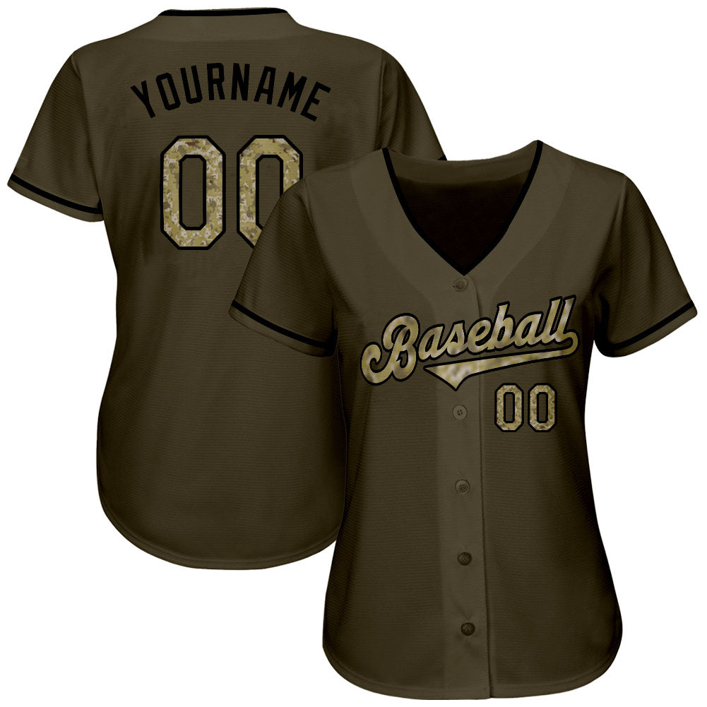 Custom Camo Green-Gold Authentic Salute To Service Baseball Jersey –  CustomJerseysPro