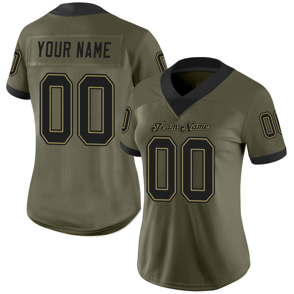 Custom Olive Black-Old Gold Mesh Football Jersey Fast Shipping – FiitgCustom