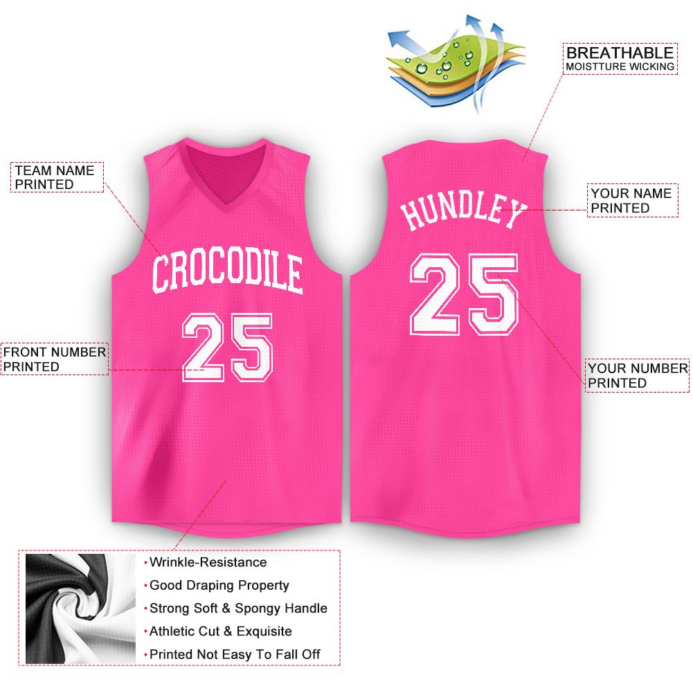 Custom Pink White V-Neck Basketball Jersey – CustomJerseysPro