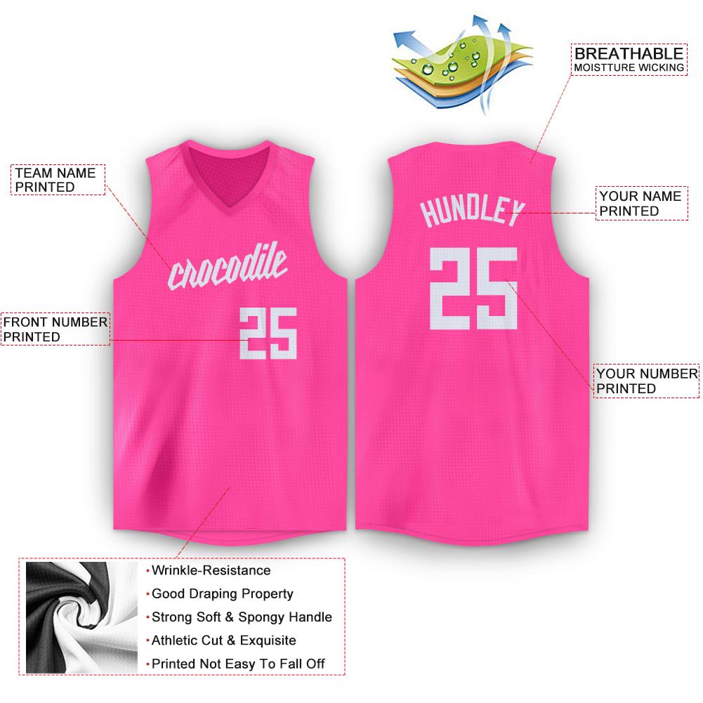 Your Team Men's 3 Pink Basketball Jersey Stitched Name Number Sports Fan Clothing White 4XL