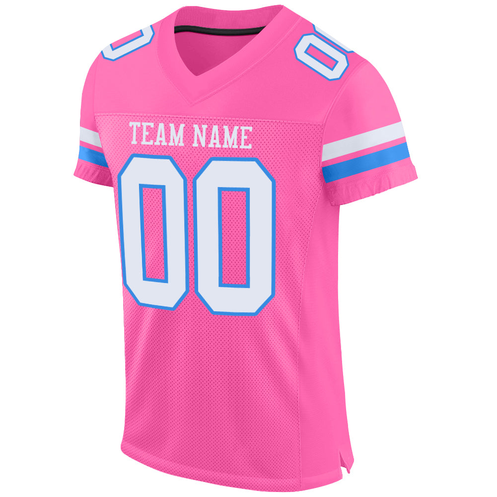 Custom Pink White-Powder Blue Mesh Authentic Football Jersey Sale