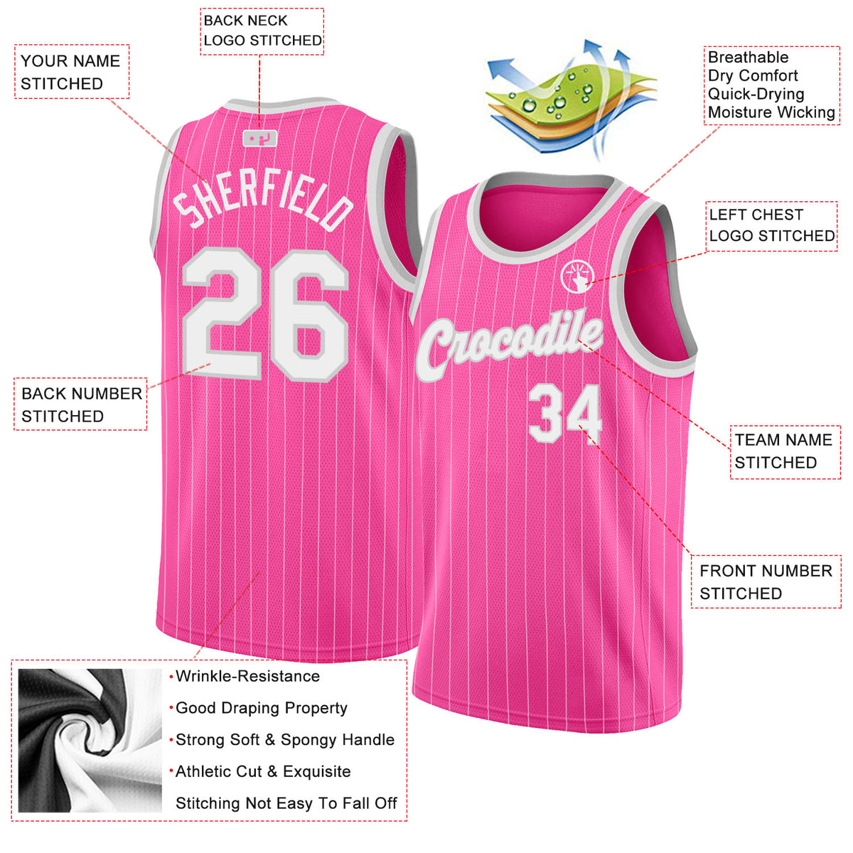 Custom Black White Pinstripe Pink-Light Blue Authentic Basketball Jersey  Free Shipping – Fiitg