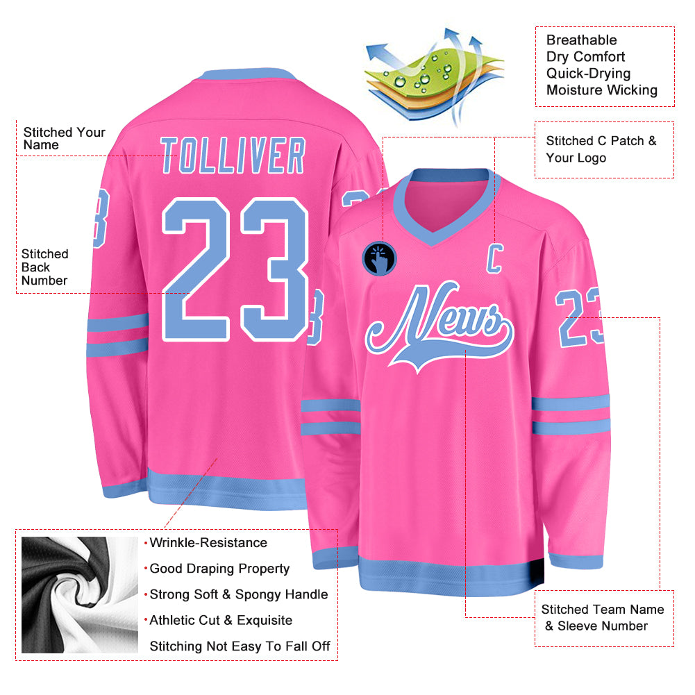 Cheap Custom Blue White-Neon Green Hockey Jersey Free Shipping