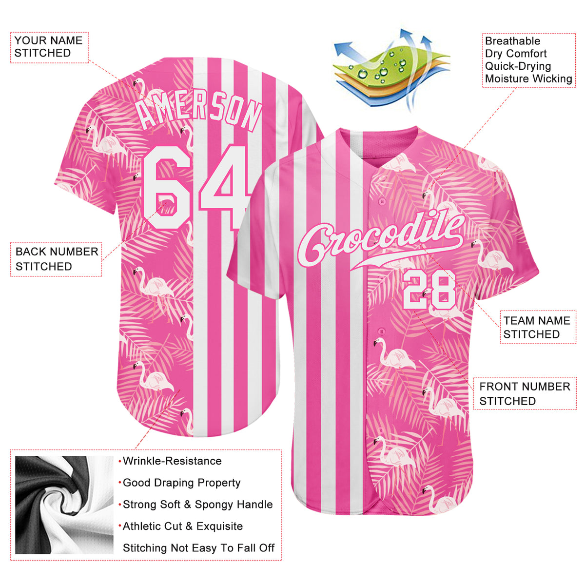 Custom Baseball Jersey Pink White-Royal 3D Pattern Design Authentic Men's Size:3XL