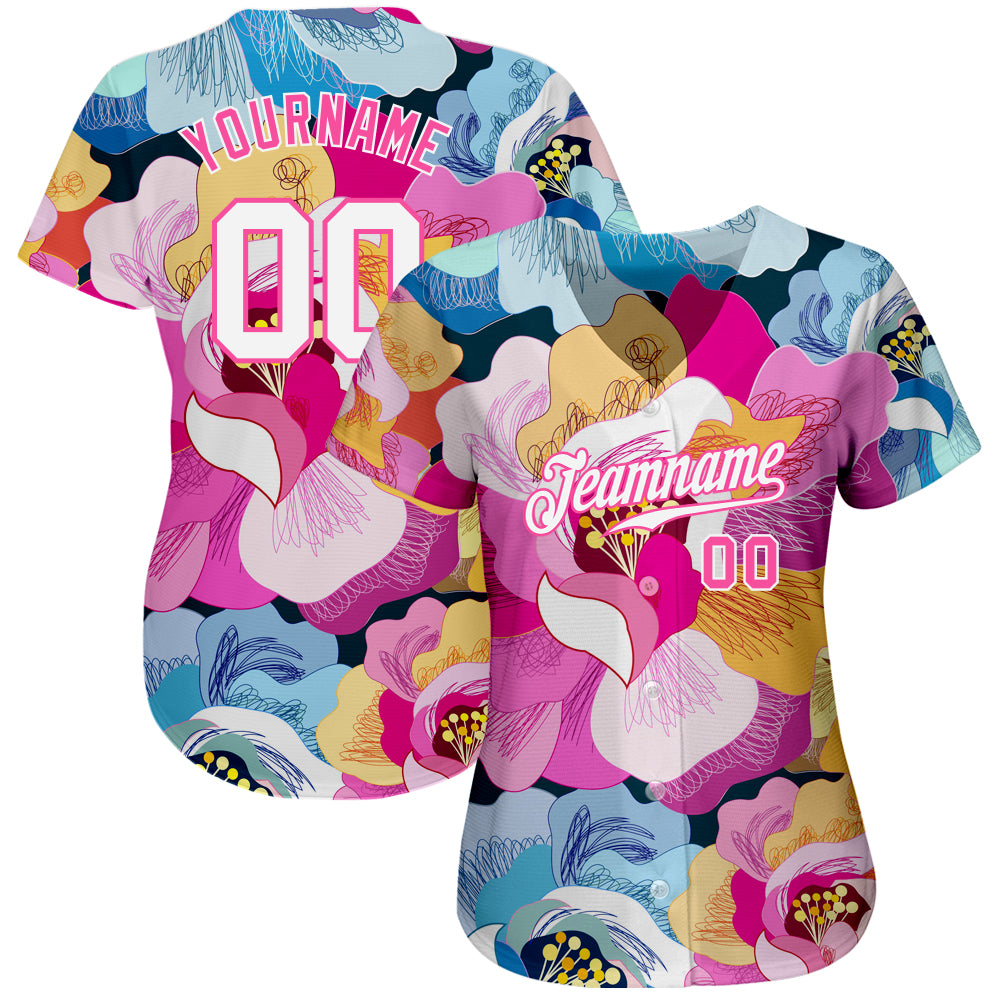 Cheap Custom Pink Light Blue-White 3D Pattern Design Authentic Baseball  Jersey Free Shipping – CustomJerseysPro