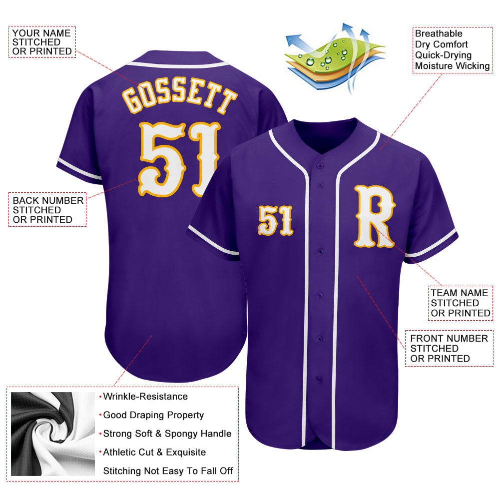Sale Build Gold Baseball Authentic Purple Jersey White – CustomJerseysPro