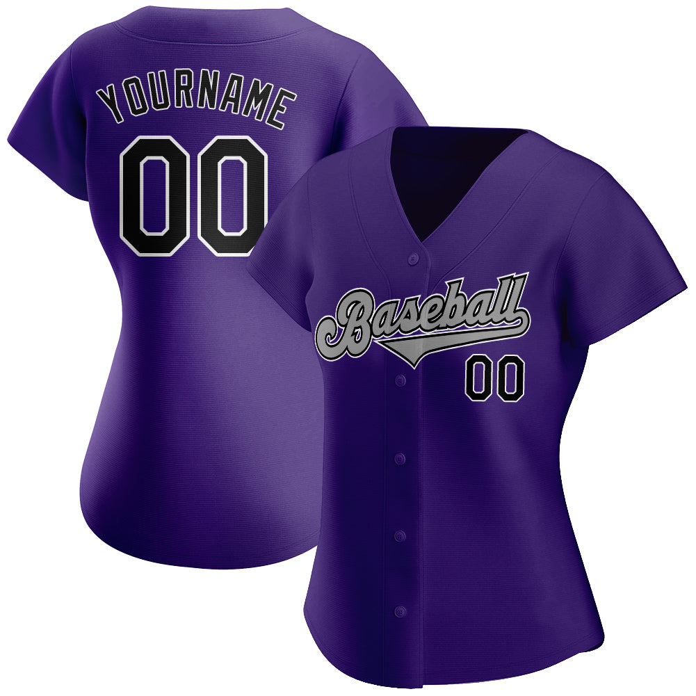 Sale Build Black Baseball Authentic Gray Jersey Purple – CustomJerseysPro