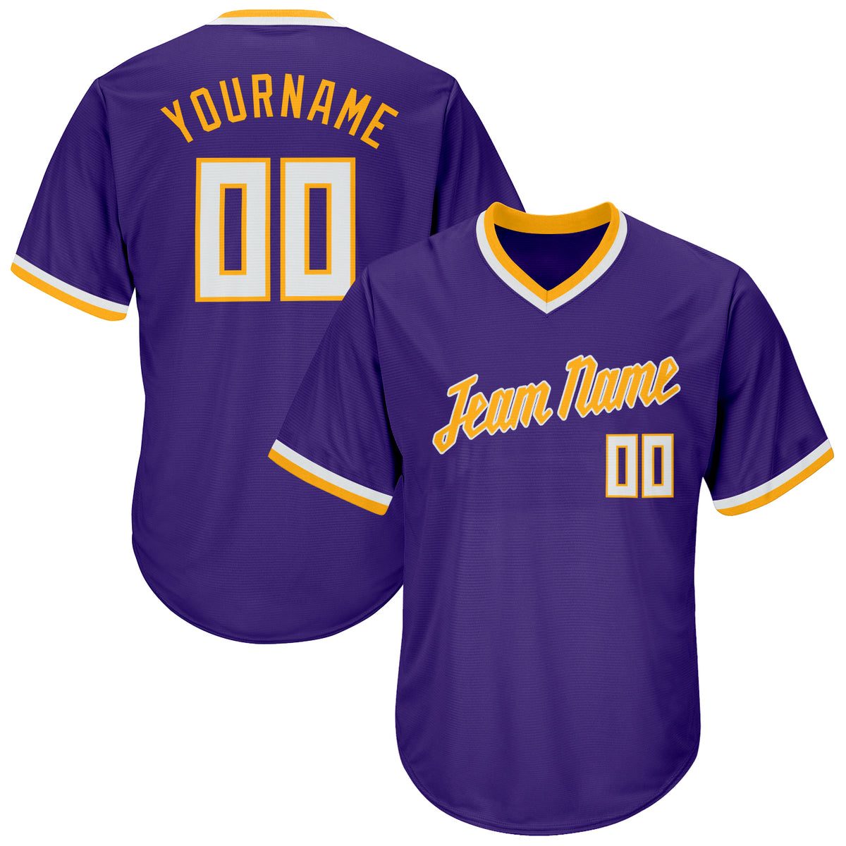 Purple and yellow baseball jersey on sale