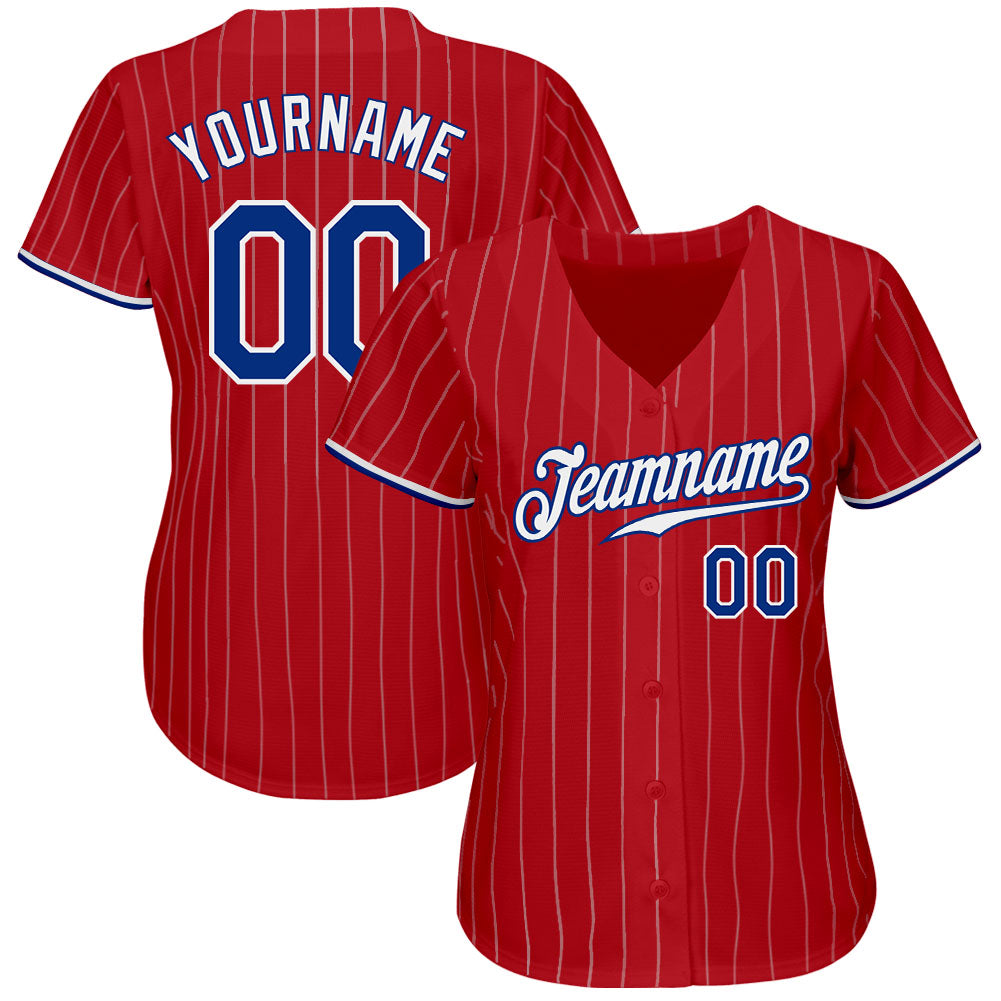 Cheap Custom White Black Pinstripe Red Authentic Baseball Jersey Free  Shipping – CustomJerseysPro