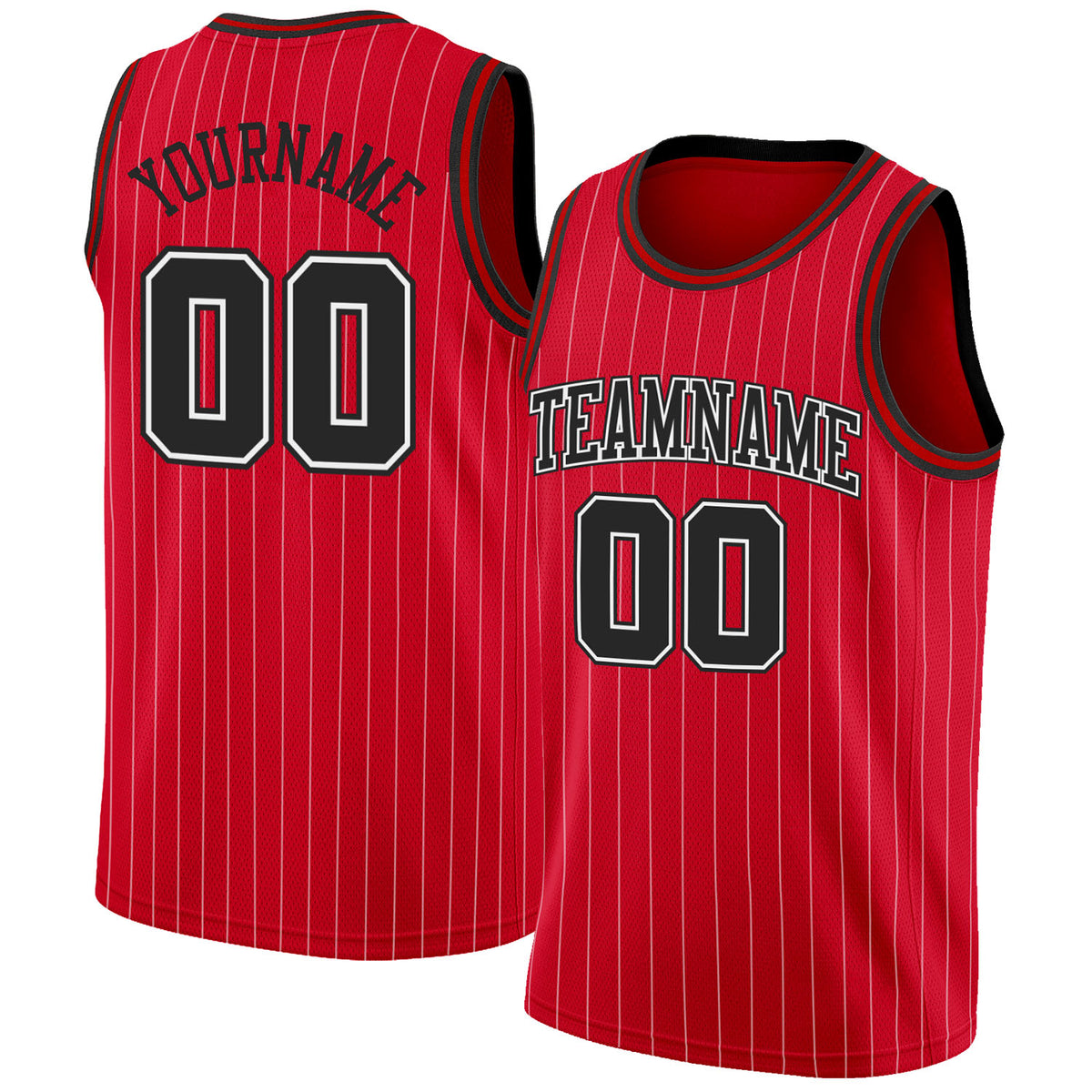 Custom Black Red Pinstripe Black Light Blue-Red Authentic Basketball Jersey  Sale – UKSN INC