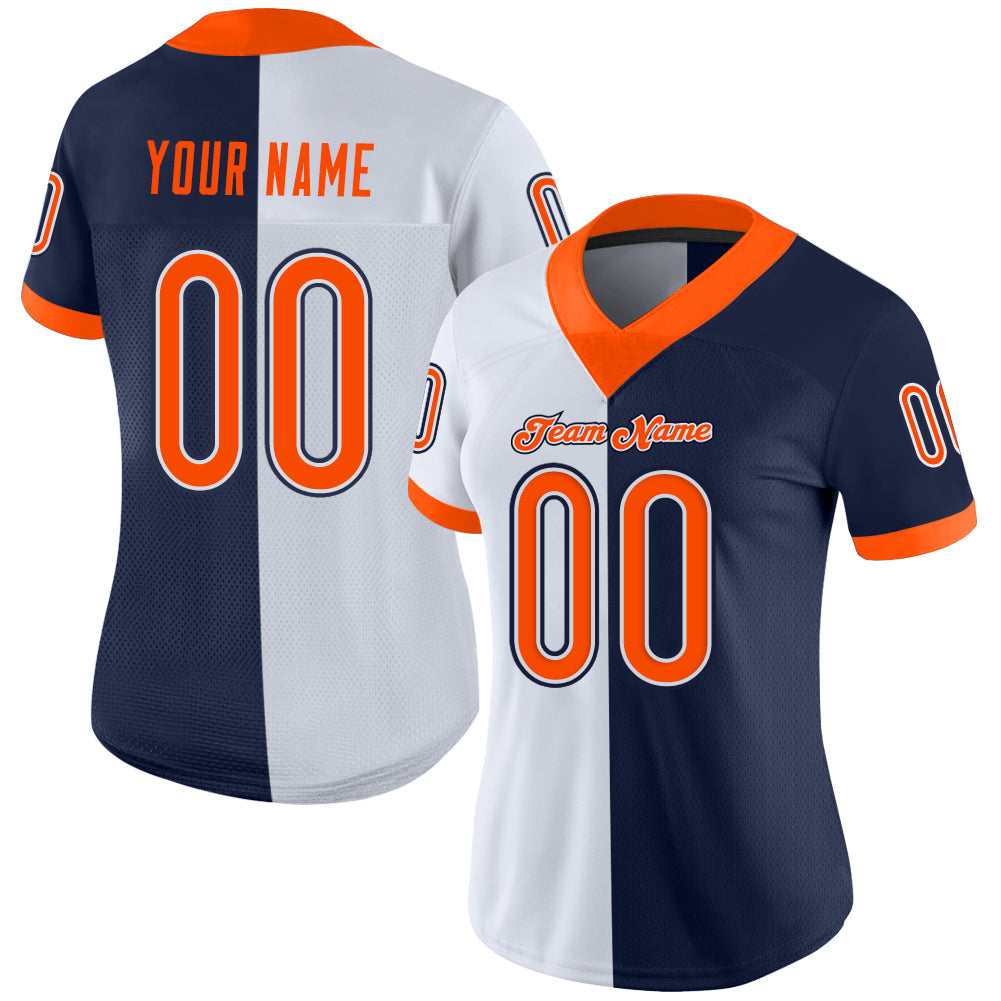 Cheap Custom Navy Orange-White Mesh Split Fashion Football Jersey Free  Shipping – CustomJerseysPro