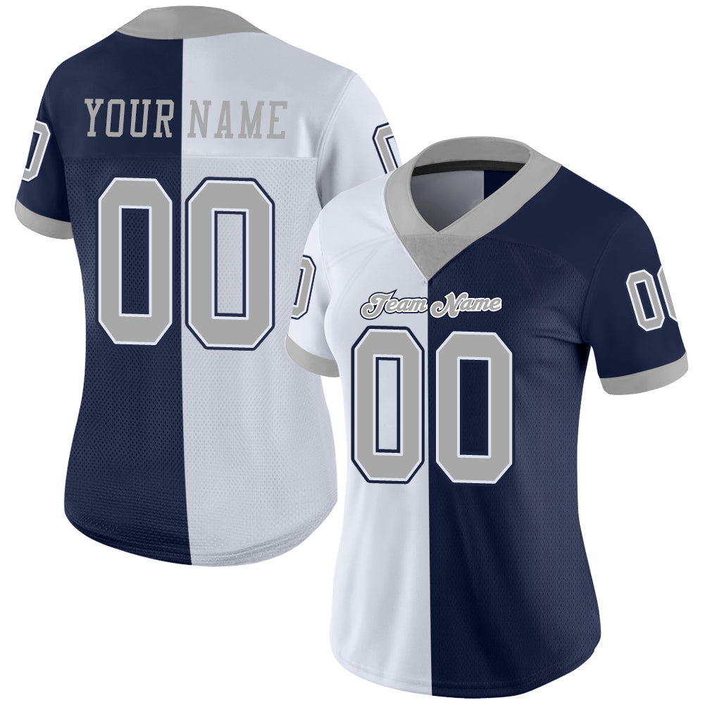 Cheap Custom Navy Gray-White Mesh Split Fashion Football Jersey Free  Shipping – CustomJerseysPro