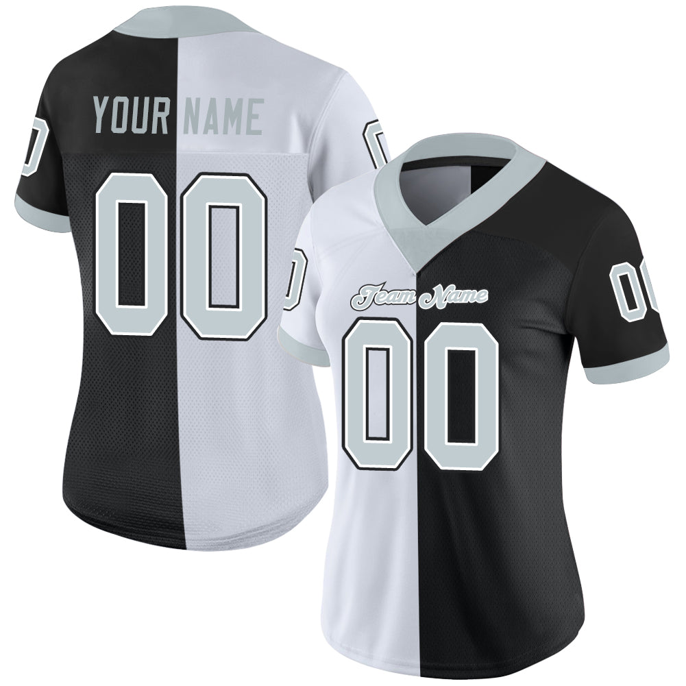 Cheap Custom Black Silver-White Mesh Split Fashion Football Jersey Free  Shipping – CustomJerseysPro