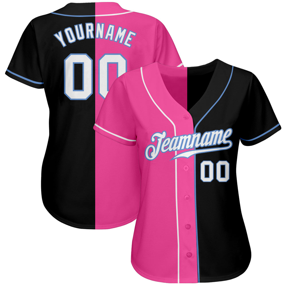 Cheap Custom Pink Light Blue-White Authentic Split Fashion Baseball Jersey  Free Shipping – CustomJerseysPro