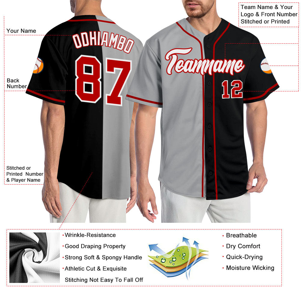 Cheap Custom Gray Red-Black Authentic Two Tone Baseball Jersey Free  Shipping – CustomJerseysPro