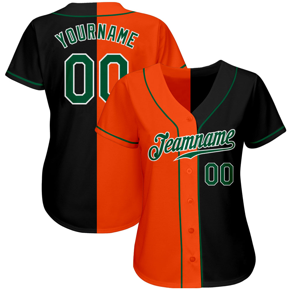 Custom Orange Kelly Green Pinstripe Kelly Green-Black Authentic