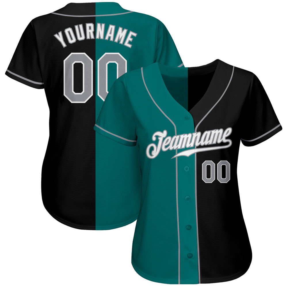 Custom Black Gray Blue Aqua Split Fashion Baseball Jerseys For Men & W in  2023