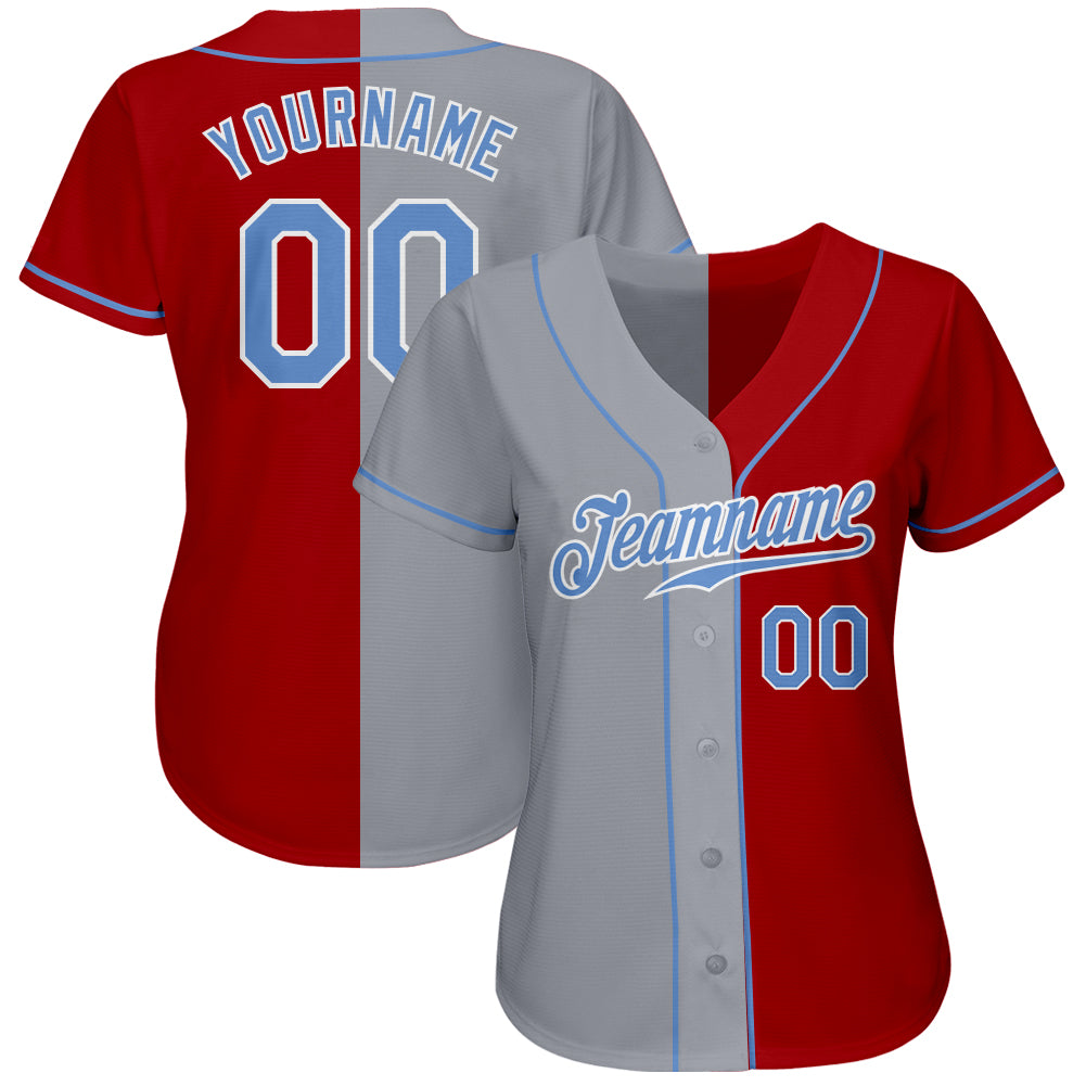 Custom Red Light Blue-White Authentic Baseball Jersey