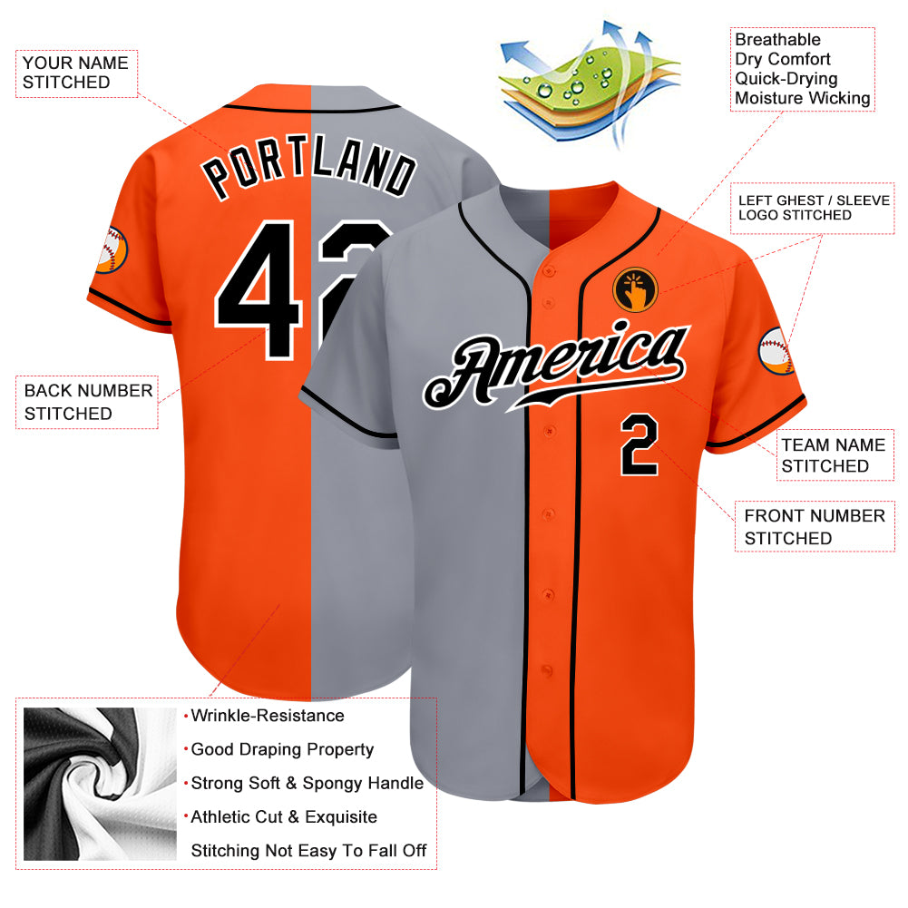 Custom Gray Orange-Black Baseball Jersey – CustomJerseysPro